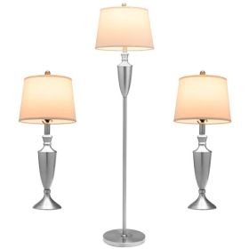 3 Piece Lamp with Set Modern Floor Lamp and 2 Table Lamps