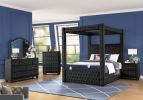 Monica luxurious Four-Poster Queen 5 Pc Bedroom Set Made with Wood in Black