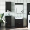 3 Piece Bathroom Furniture Set BERG Black Solid Wood Pine