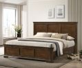 Maderne Traditional 3-Piece Wood Bedroom Set with Queen Size Panel Bed and Two Nightstands