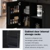 Kitchen Cart with Rubber wood Drop-Leaf Countertop ,Cabinet door internal storage racks