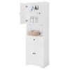 Tall Bathroom Cabinet with Four Doors, Large Storage Space Open Shelve, Upper Storage Cabinet, White