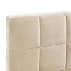 Full Size Upholstered Daybed/Sofa Bed Frame-Beige, Velvet