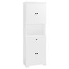 Tall Bathroom Cabinet with Four Doors, Large Storage Space Open Shelve, Upper Storage Cabinet, White