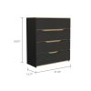 3 Piece Bedroom Set, Aralia Drawer Dresser, 2 Omaha Nightstands, Black / Light Oak