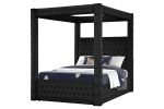 Monica luxurious Four-Poster Queen 5 Pc Bedroom Set Made with Wood in Black