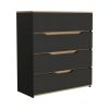 3 Piece Bedroom Set, Aralia Drawer Dresser, 2 Omaha Nightstands, Black / Light Oak