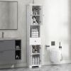 Tall Bathroom Cabinet with Four Doors, Large Storage Space Open Shelve, Upper Storage Cabinet, White