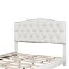 Upholstered Platform Bed with Saddle Curved Headboard and Diamond Tufted Details, Queen, Beige