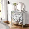 Storage Cabinet With Mirror Trim And Diamond Shape Design Spliced Combination For Living Room, Dining Room, Entryway, Kitchen