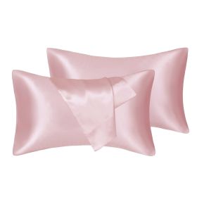 75D Satin Artificial Silk Pillowcase (Option: Pink-King 20X36in-1Pairs)