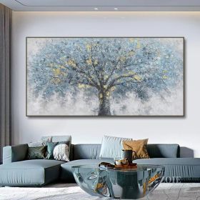 Hand Painted Oil Painting Oil Painting on Canvas Tree Blue Abstract Trees Landscape Modern Oil Painting Original Hand Painted Painting Modern Art (Style: 1, size: 50x100CM)