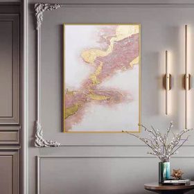 Top Selling Handmade Abstract Oil Painting Wall Art Modern Minimalist Pink Gold Foil Picture Canvas Home Decor For Living Room Bedroom No Frame (size: 60x90cm)