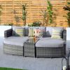 Direct Wicker 5-Piece Outdoor Wicker Sofa Daybed Set Patio Furniture Sunbed