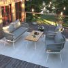 4-Piece Patio Furniture Set, Outdoor Furniture with Acacia Wood Table