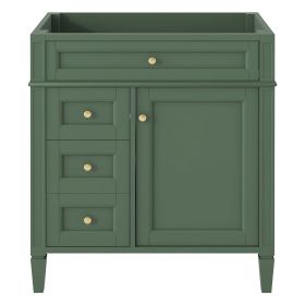 30'' Bathroom Vanity without Top Sink, Modern Bathroom Storage Cabinet with 2 Drawers and a Tip-out Drawer (NOT INCLUDE BASIN) (Color: Green, Material: Solid Wood+MDF+Resin)