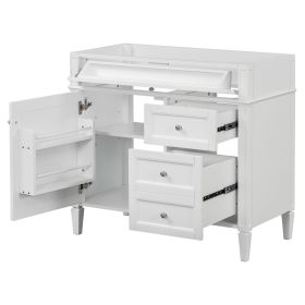 36'' Bathroom Vanity without Top Sink, Modern Bathroom Storage Cabinet with 2 Drawers and a Tip-out Drawer, Solid Wood Frame (NOT INCLUDE BASIN SINK) (Color: White, Material: Solid Wood+MDF)