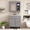 30'' Bathroom Vanity with Top Sink, Modern Bathroom Storage Cabinet with 2 Drawers and a Tipout Drawer, Freestanding Vanity Set with Mirror Cabinet