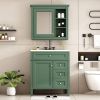 30'' Bathroom Vanity with Top Sink, Modern Bathroom Storage Cabinet with 2 Drawers and a Tipout Drawer, Freestanding Vanity Set with Mirror Cabinet