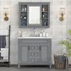 36'' Bathroom Vanity with Top Sink, Grey Mirror Cabinet, Modern Bathroom Storage Cabinet with 2 Soft Closing Doors and 2 Drawers