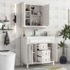 36'' Bathroom Vanity with Top Sink, Grey Mirror Cabinet, Modern Bathroom Storage Cabinet with 2 Soft Closing Doors and 2 Drawers