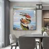 Hand Painted Oil Painting Canoe oil Paintings Nordic Seascape-Hand-Painted- Colorful Boats Oil Painting-Wall Art Handmade- For Home Decoration