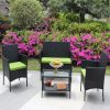 4 PC Rattan Patio Furniture Set Outdoor Patio Cushioned Seat Wicker Sofa