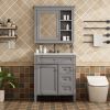 30'' Bathroom Vanity with Top Sink, Modern Bathroom Storage Cabinet with 2 Drawers and a Tipout Drawer, Freestanding Vanity Set with Mirror Cabinet