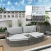 Direct Wicker 5-Piece Outdoor Wicker Sofa Daybed Set Patio Furniture Sunbed