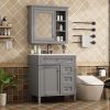 30'' Bathroom Vanity with Top Sink, Modern Bathroom Storage Cabinet with 2 Drawers and a Tipout Drawer, Freestanding Vanity Set with Mirror Cabinet