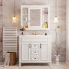 36'' Bathroom Vanity with Top Sink, Grey Mirror Cabinet, Modern Bathroom Storage Cabinet with 2 Soft Closing Doors and 2 Drawers