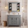 36'' Bathroom Vanity with Top Sink, Grey Mirror Cabinet, Modern Bathroom Storage Cabinet with 2 Soft Closing Doors and 2 Drawers