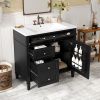 36'' Bathroom Vanity with Top Sink, Modern Bathroom Storage Cabinet with 2 Drawers and a Tipout Drawer, Single Sink Bathroom Vanity