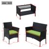 4 PC Rattan Patio Furniture Set Outdoor Patio Cushioned Seat Wicker Sofa