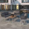 4-Piece Patio Furniture Set, Outdoor Furniture with Acacia Wood Table