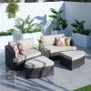 Direct Wicker 5-Piece Outdoor Wicker Sofa Daybed Set Patio Furniture Sunbed